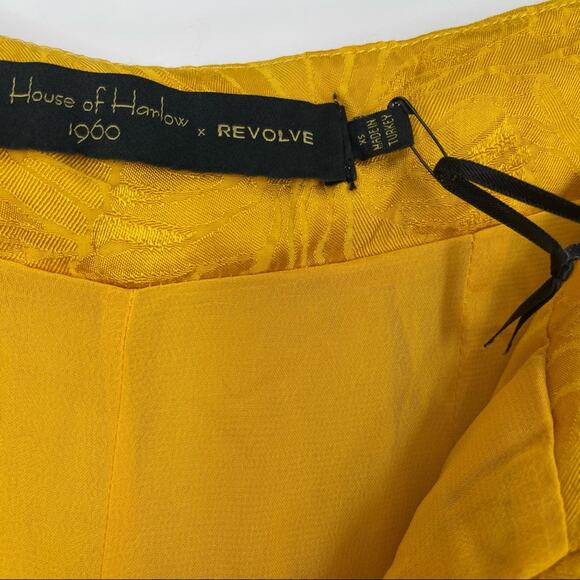 House of Harlow 1960 Revolve Gold Jacquard Floral Wide Leg Pants Button Fly XS - Picture 4 of 11